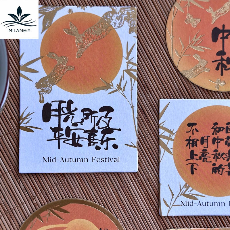 Mid-Autumn Festival New Chinese Bronzing Greeting Card Holiday Blessing Card Postcard Tag Sticker Sticker Gift Decoration - Image 5